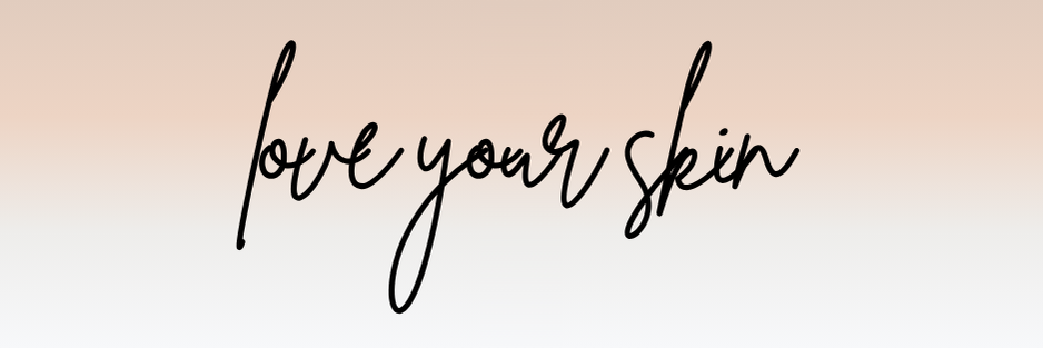 Text 'love your skin' on a gradient background